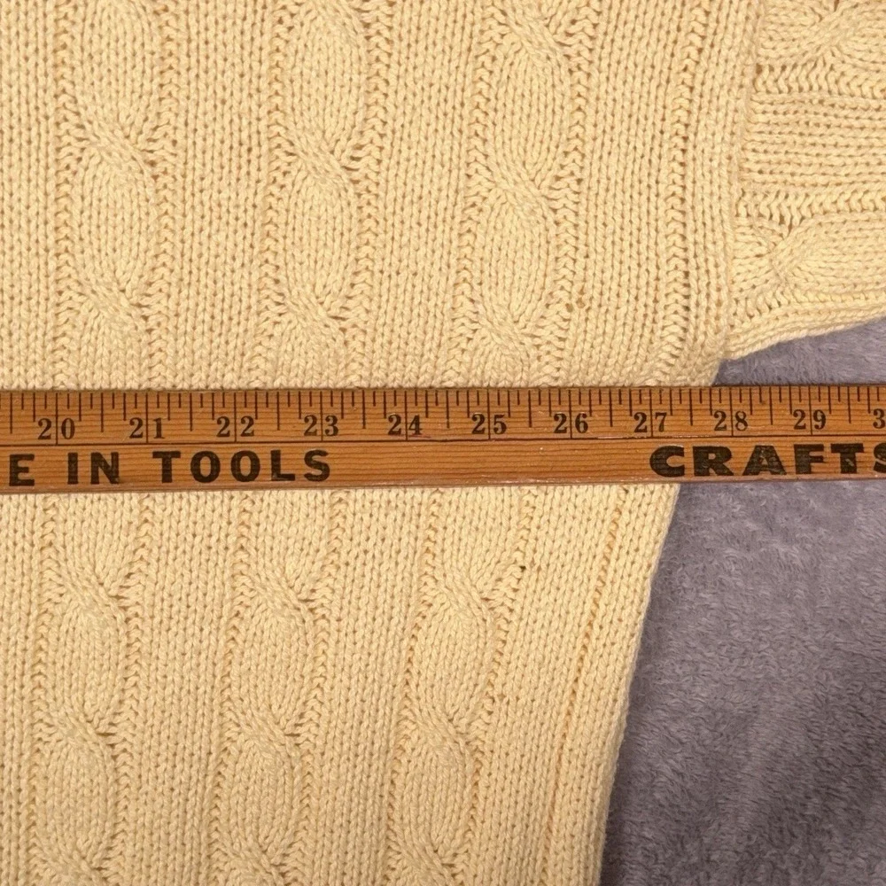 Vintage Cable Knit Crewneck Fisherman Sweater Heavy Adults XL Yellow Boxy USA
